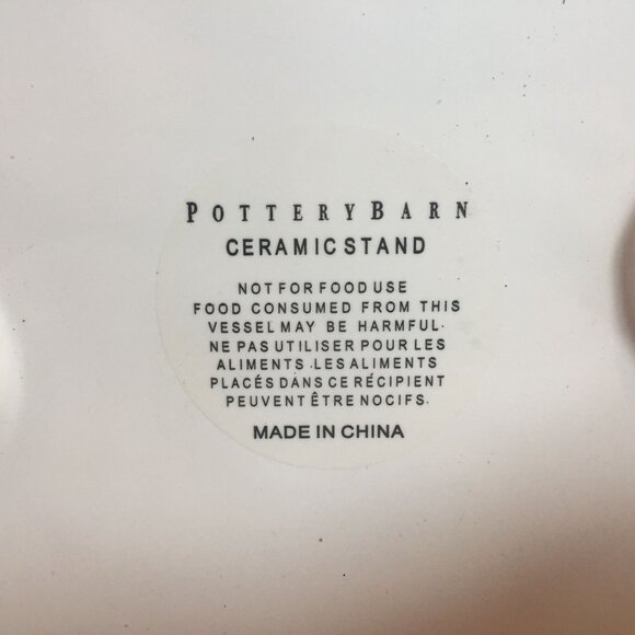 Pottery Barn White Ceramic Pillar Candle Stand Modern 6H X 9W - Picture 3 of 8